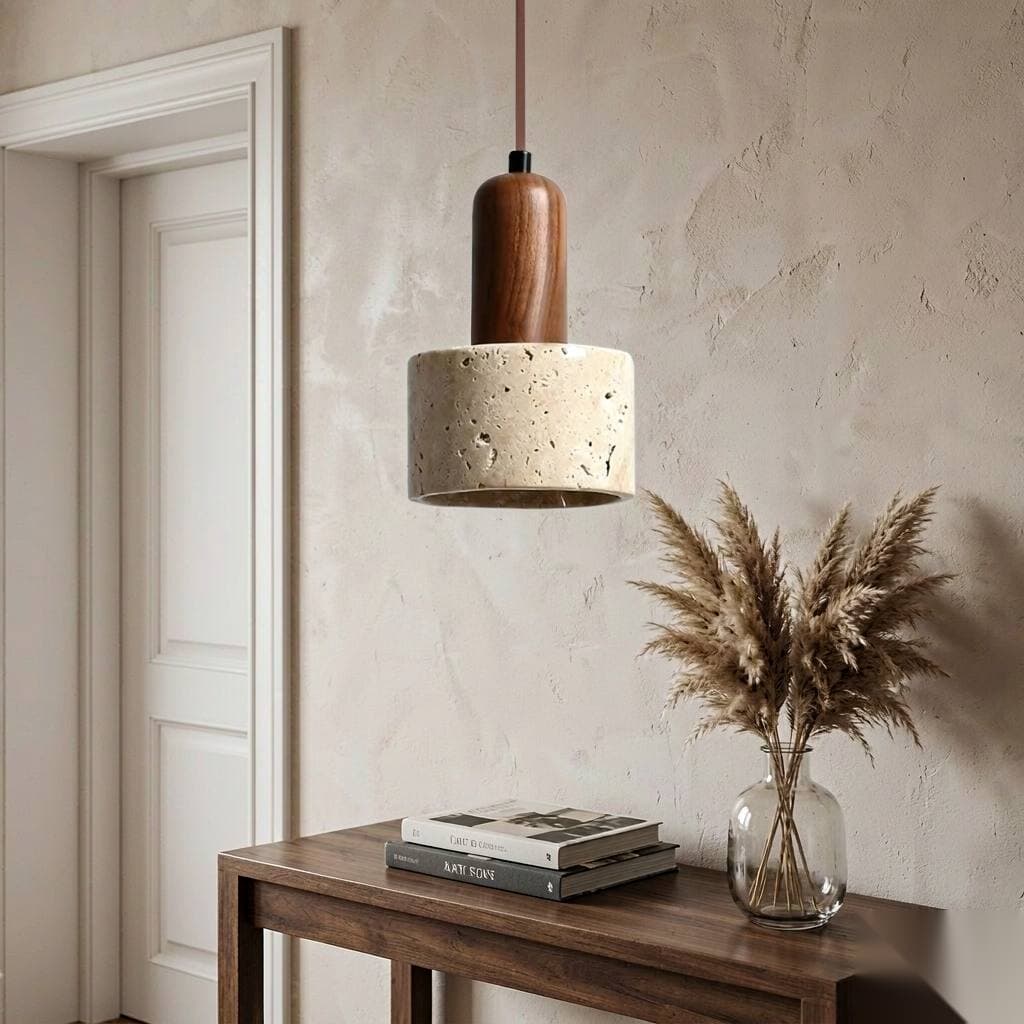 Natural Travertine Pendant Light – Mini Stone Shade