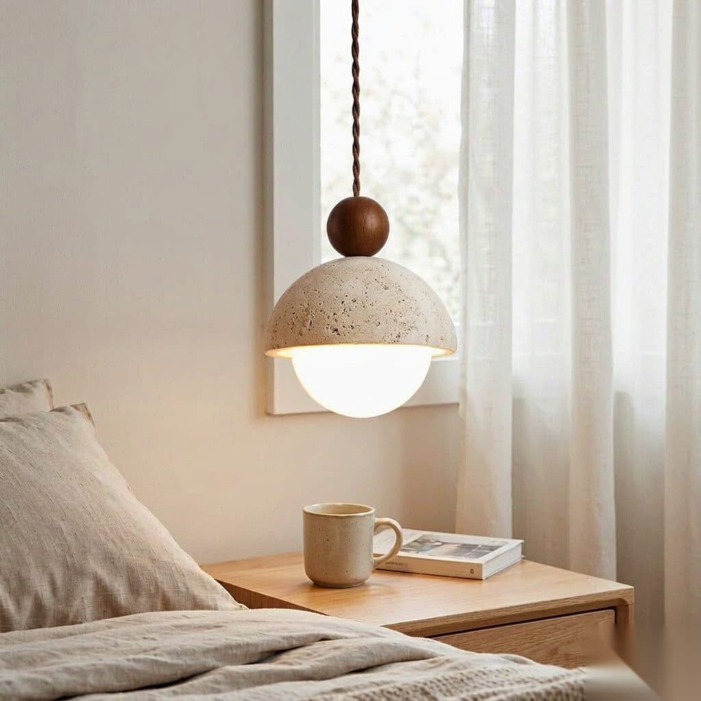 Solid Natural Travertine Pendant Light