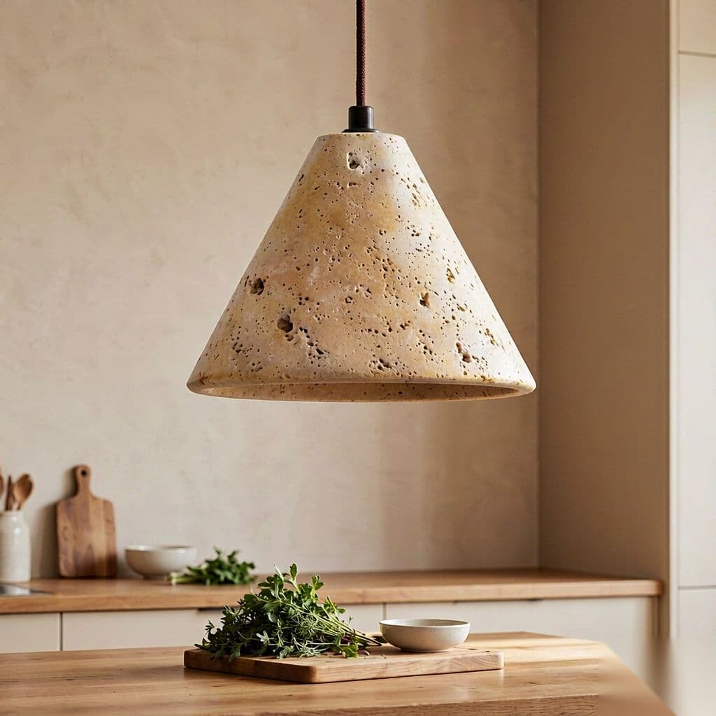 Solid Natural Travertine Wall Sconce