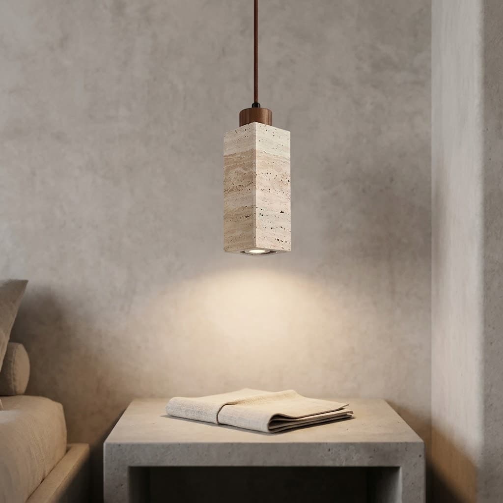 Modern Natural Yellow Travertine Pendant Light
